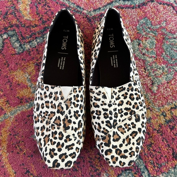 Toms | Women’s cream/black/brown Alpargata Animal Print Casual Slip-On Shoes 7.5 - Picture 13 of 15
